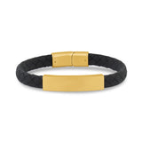 8mm Flat Leather ID Bracelet - Mens Steel Leather Bracelets - The Steel Shop