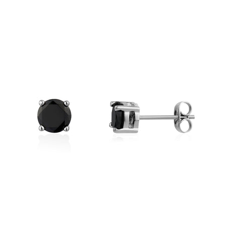 黑色寶石鉚釘 |6.5MM - 男士耳環 - 鋼製商店
