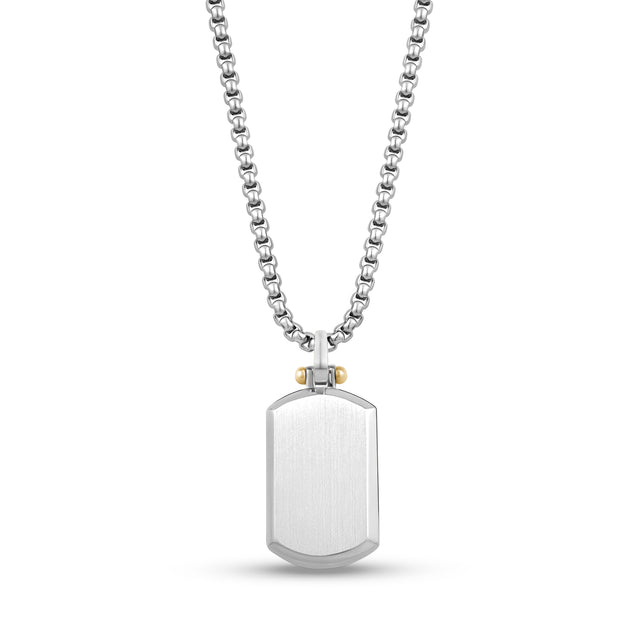 Beveled Edge Two Tone Dog Tag - Men Pendant - The Steel Shop