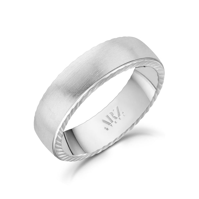 男士戒指 - 6mm啞光扁平不鏽鋼可雕刻帶戒指