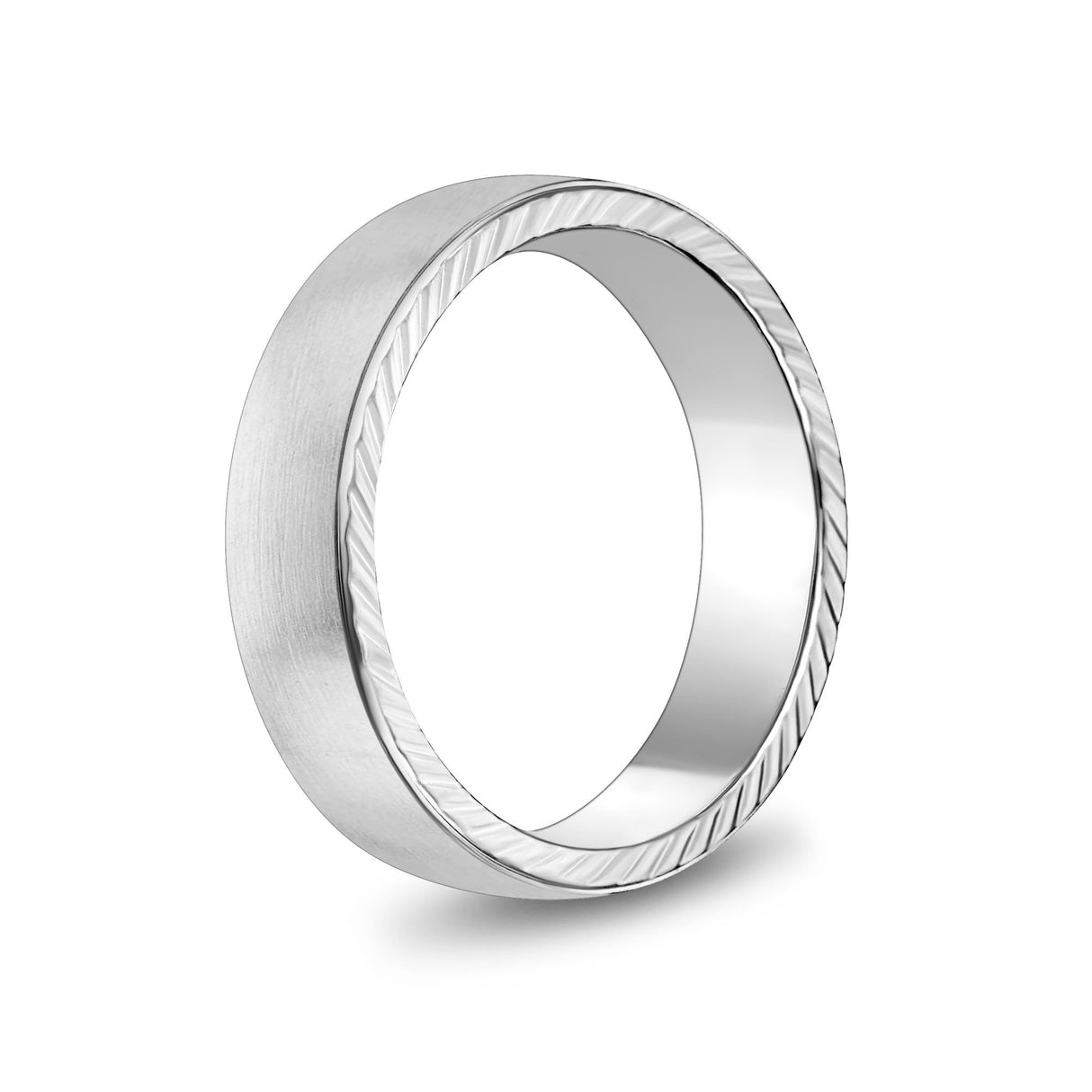 男士戒指 - 6mm啞光扁平不鏽鋼可雕刻帶戒指