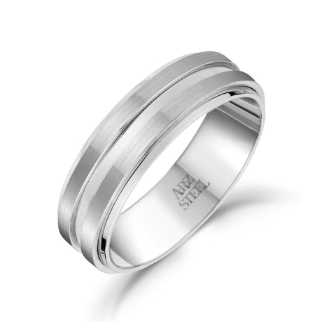 男士戒指 - 7mm不鏽鋼結婚戒指 - 可雕刻