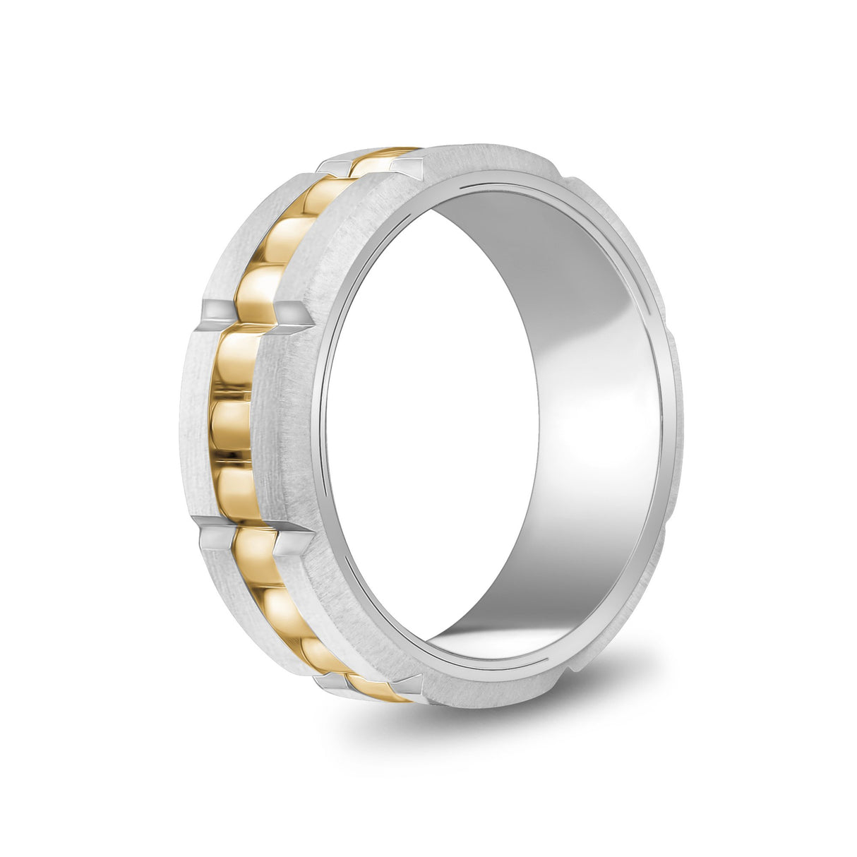男士戒指 - 8mm連結式可雕刻金鋼微調帶戒指