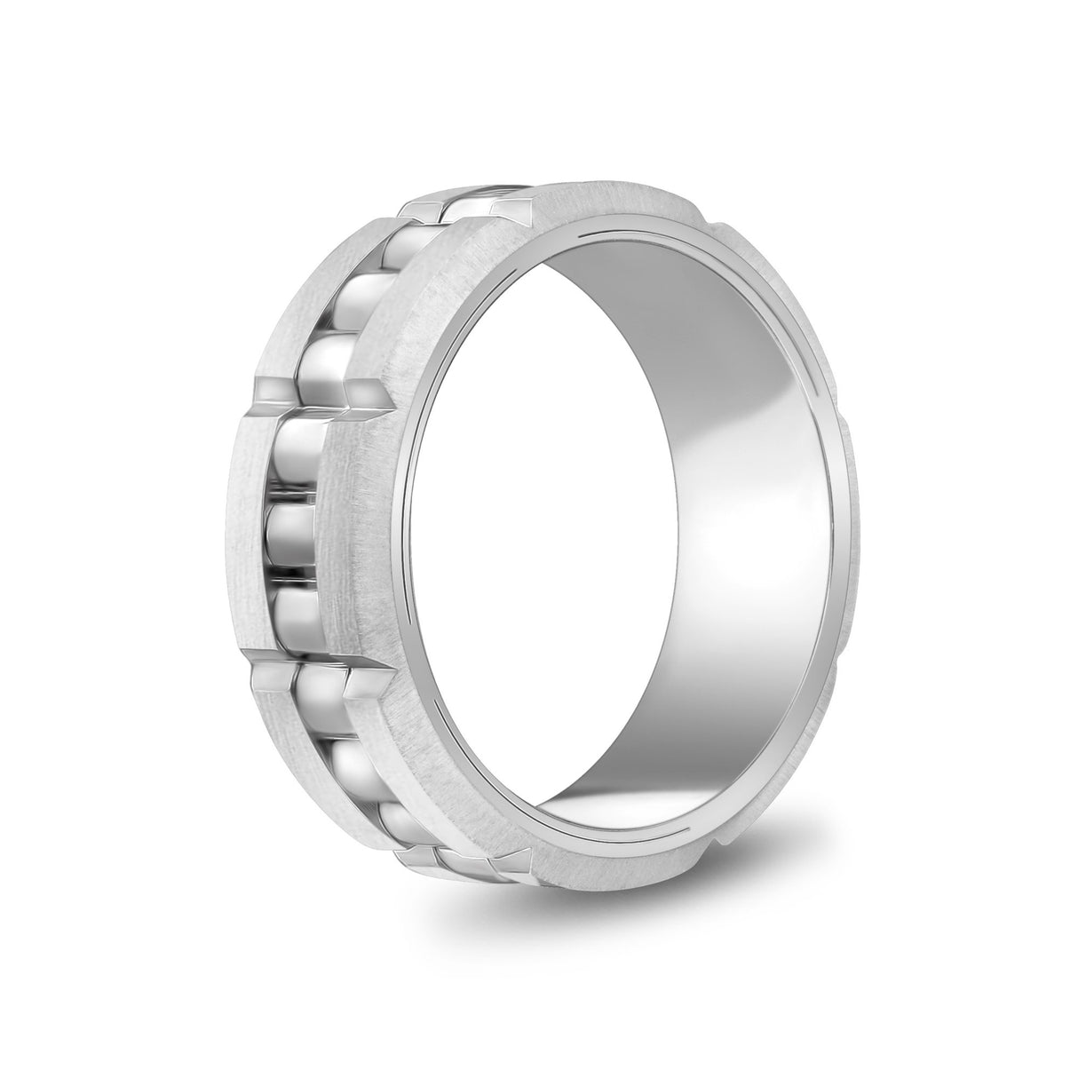 男士戒指 - 8mm連結式可雕刻鋼微調帶戒指