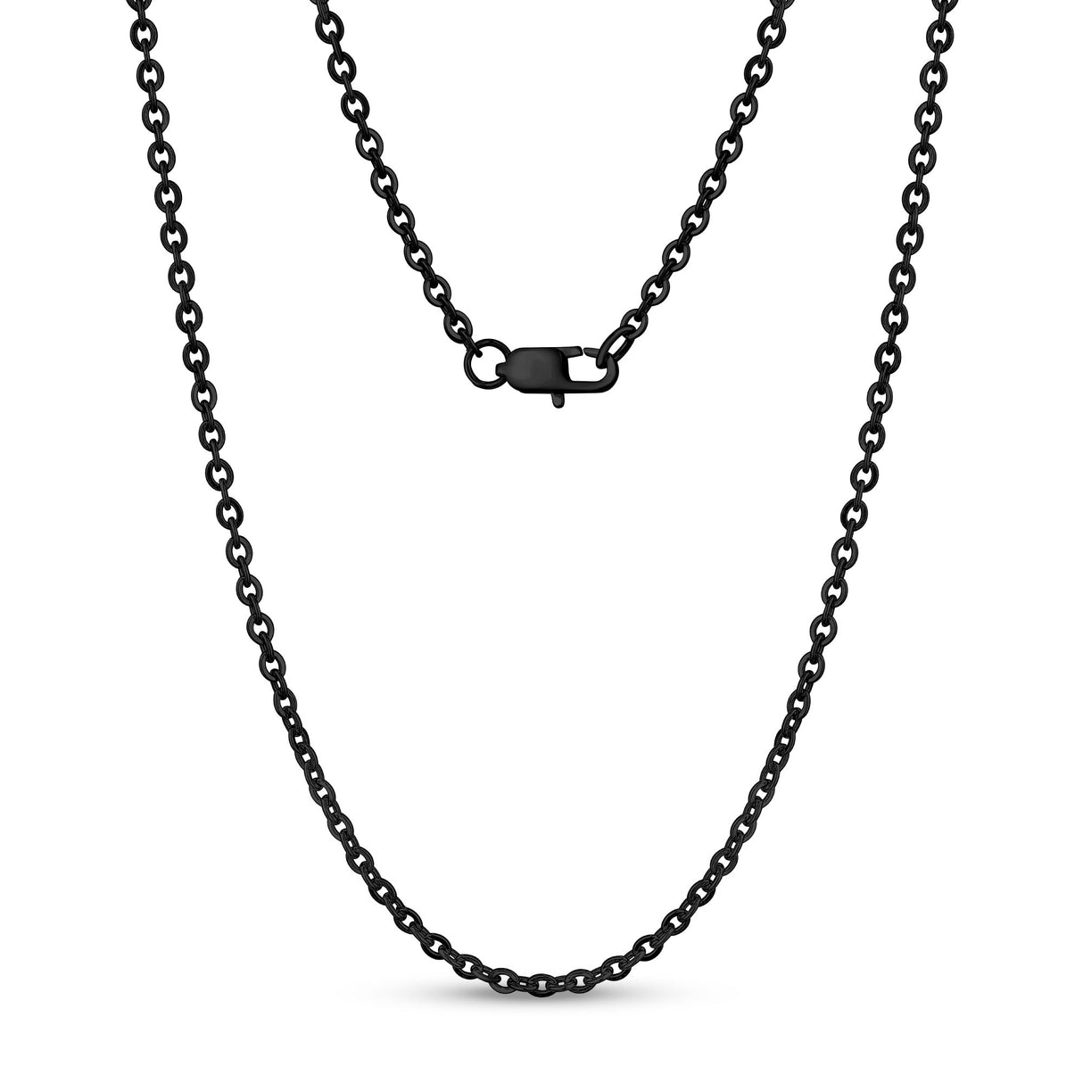 中性項鍊 - 3mm平錨橢圓形鏈黑色鋼鏈項鍊