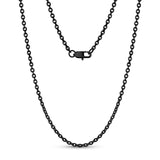 中性項鍊 - 3mm平錨橢圓形鏈黑色鋼鏈項鍊
