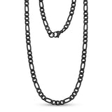 中性項鍊 - 5mm黑色不鏽鋼費加羅鏈鍊項鍊