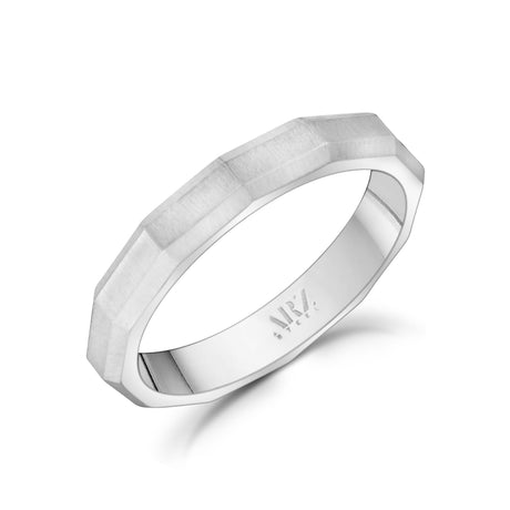 中性戒指 - 3mm刻面啞光鋼中性可雕刻錶帶戒指