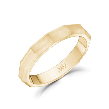 中性戒指 - 3mm刻面啞光金鋼中性可雕刻錶帶戒指
