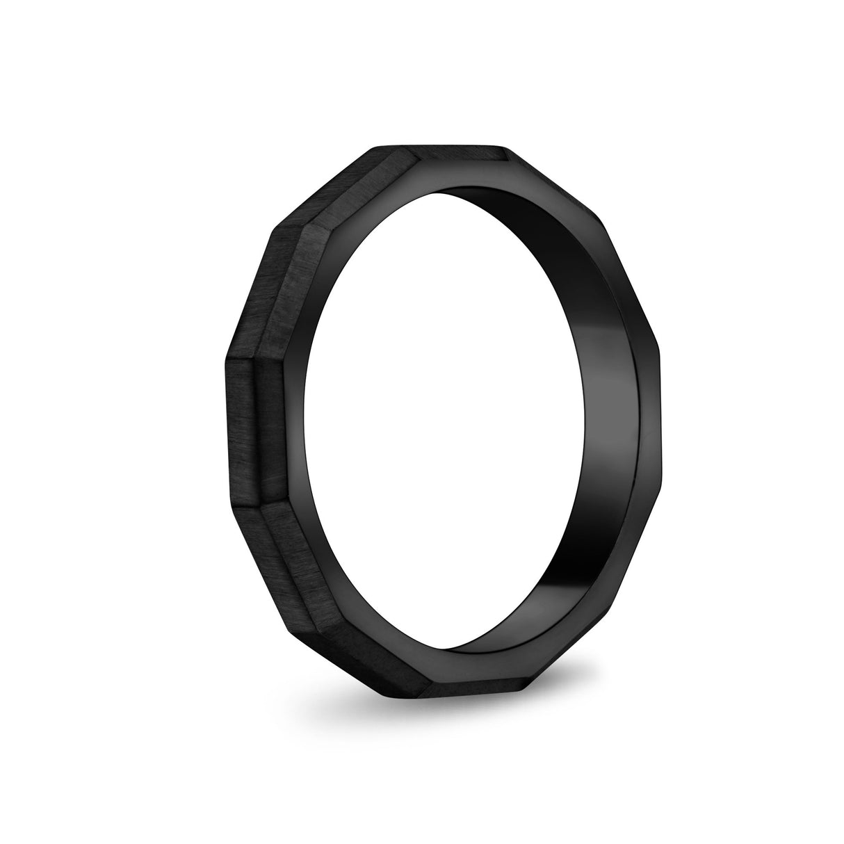 中性戒指 - 3mm刻面啞光黑鋼中性可雕刻帶戒指