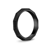 中性戒指 - 3mm刻面啞光黑鋼中性可雕刻帶戒指
