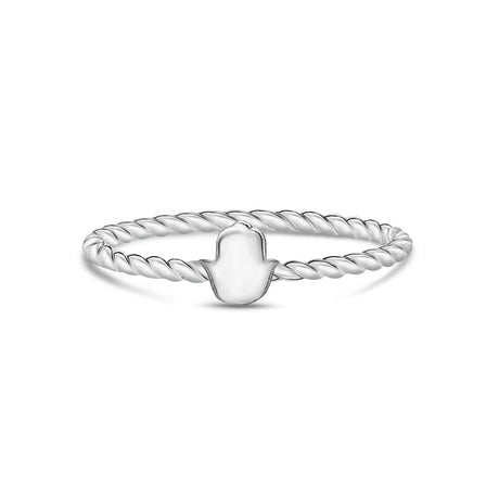 女士戒指 - 極簡不鏽鋼扭曲帶可雕刻的Hamsa戒指