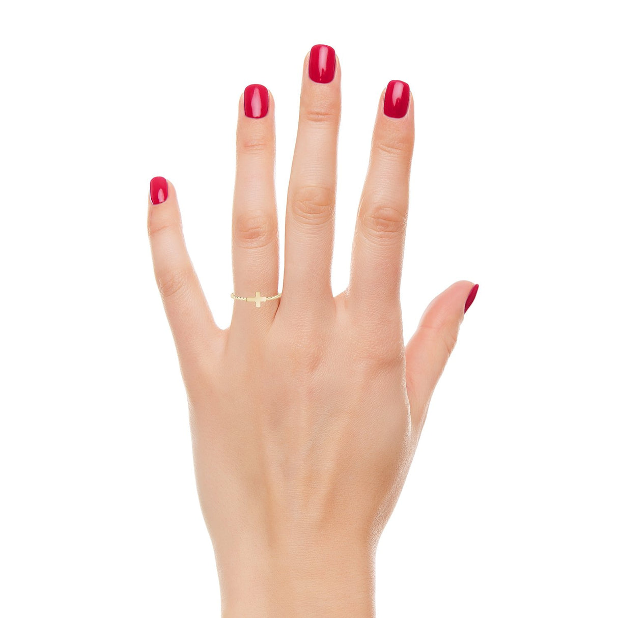 女士戒指 - 最小的扭曲帶可堆疊交叉環